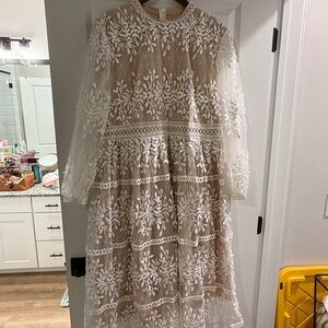 Elegant White Lace Dress Sicily Ivy City 2X Runs bit small